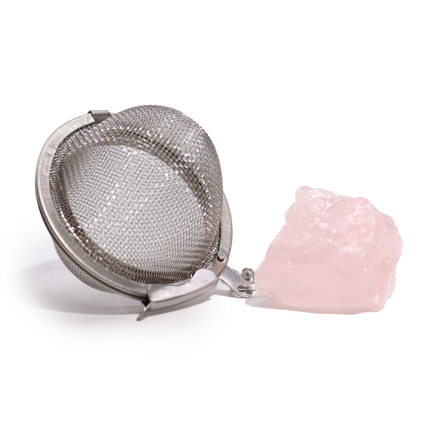 Raw Gemstone Tea Strainer – Rose Quartz