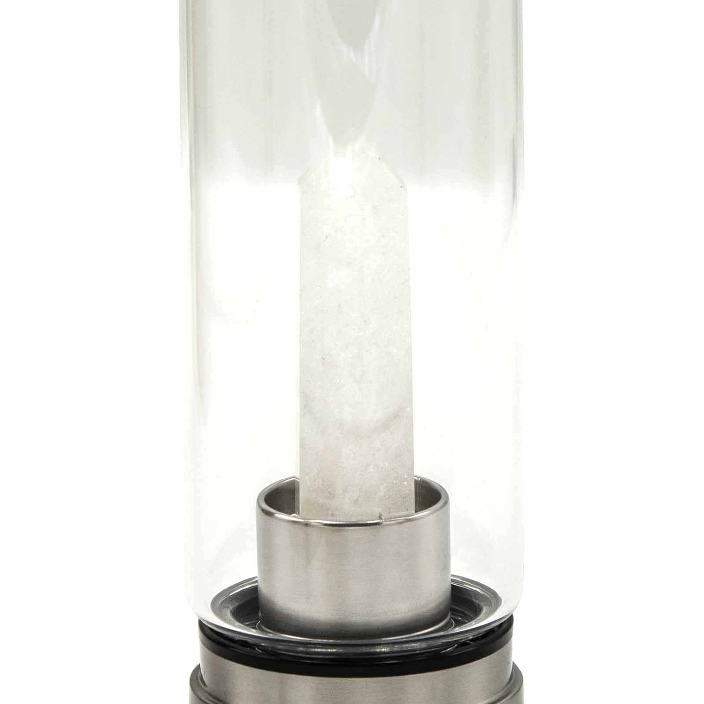 Crystal Infused Glass Water Bottle - Clear Quartz Obelisk - 500ml
