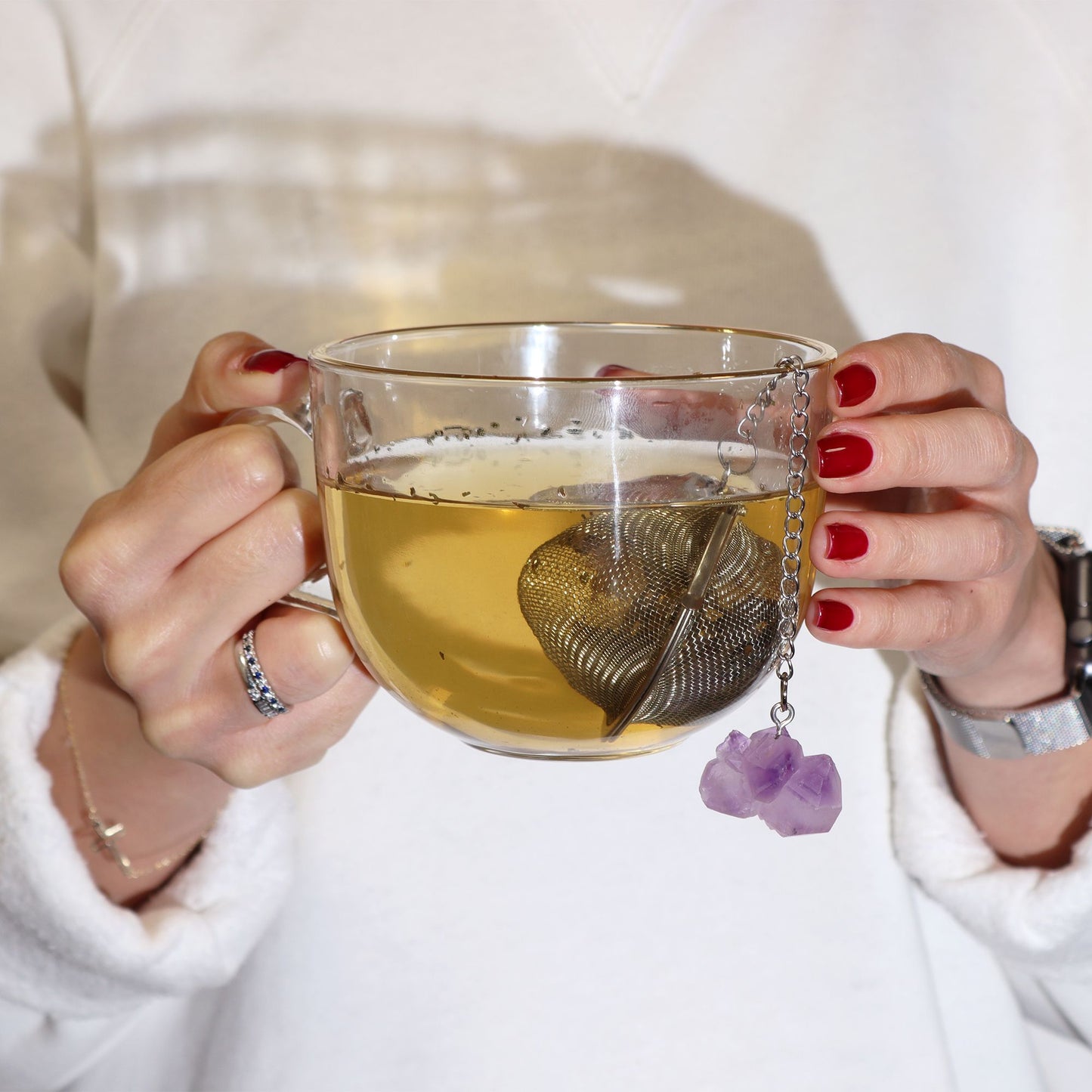 Raw Gemstone Tea Strainer – Amethyst Cluster
