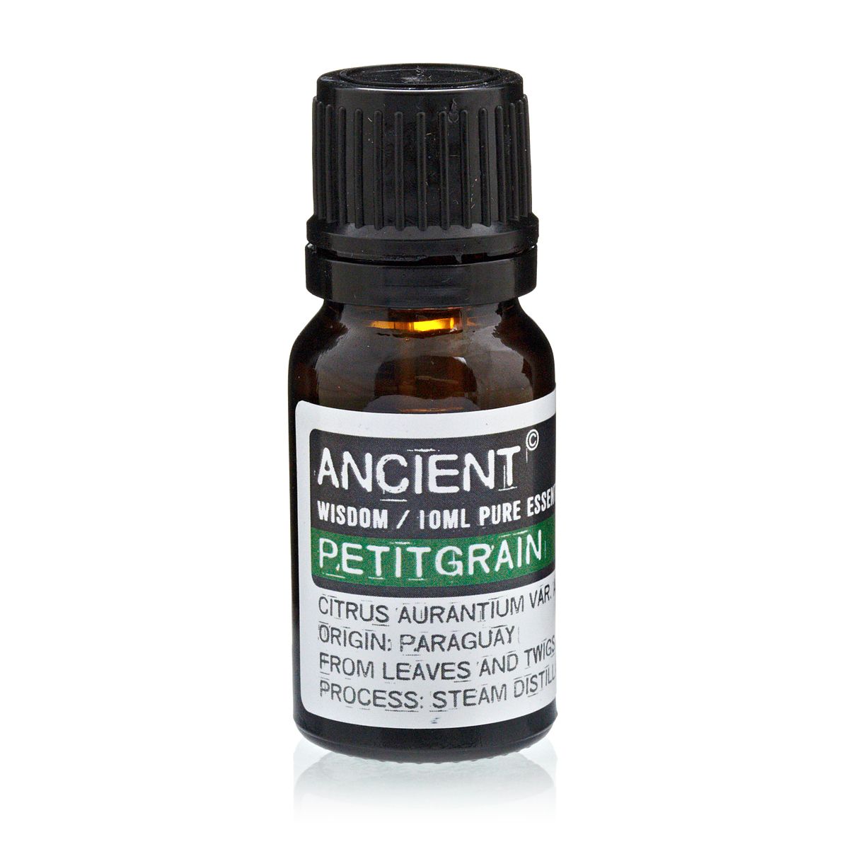 10ml petitgrain essential oil in amber glass bottle