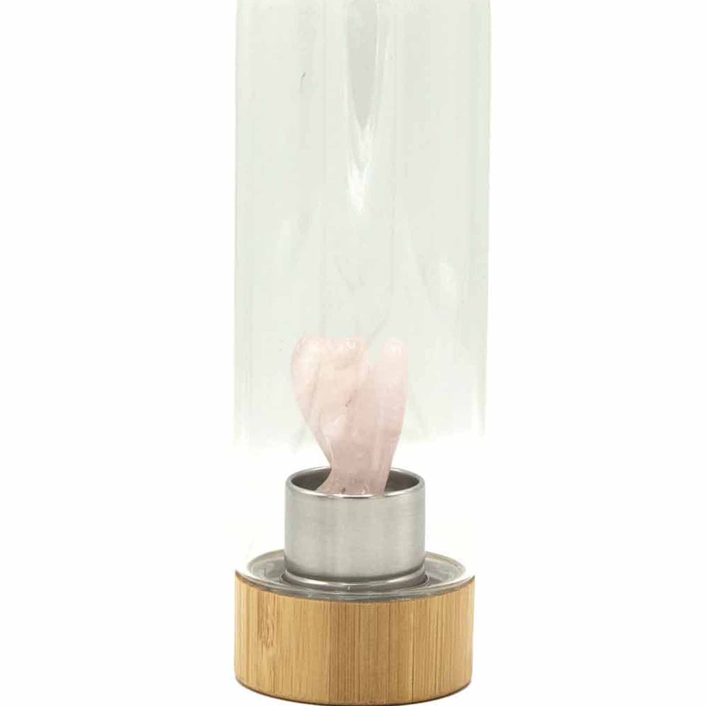 Crystal Infused Glass Water Bottle – Rose Quartz Angel - 500ml