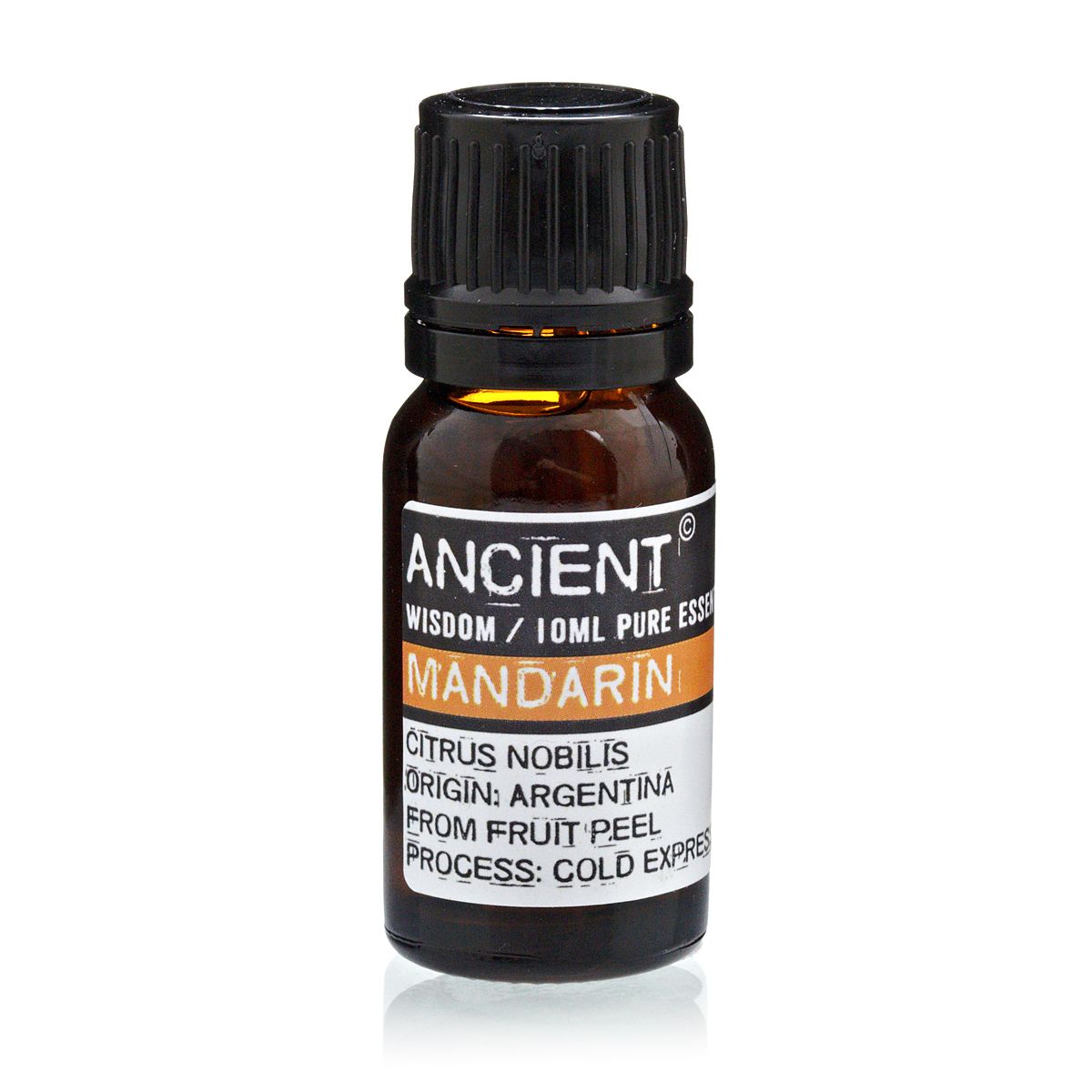 10ml mandarin essential oil in amber glass bottle