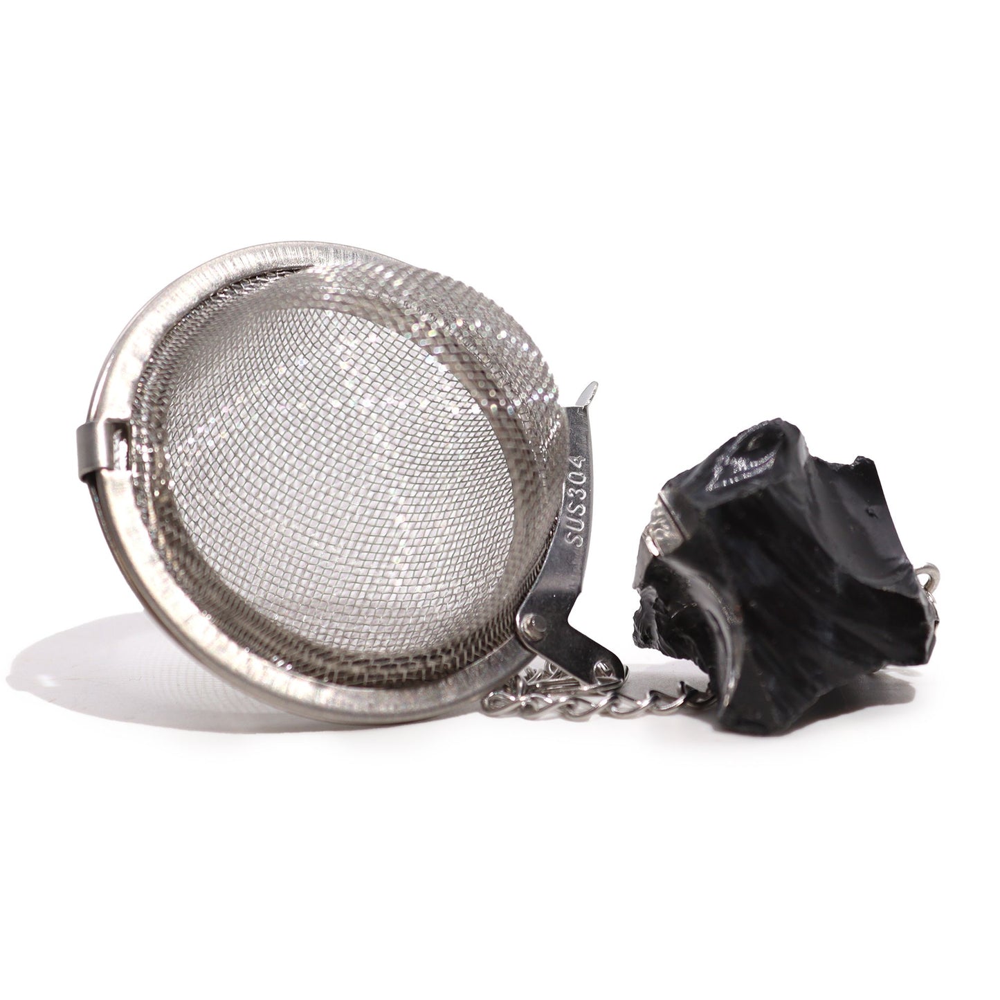 Raw Gemstone Tea Strainer – Black Obsidian