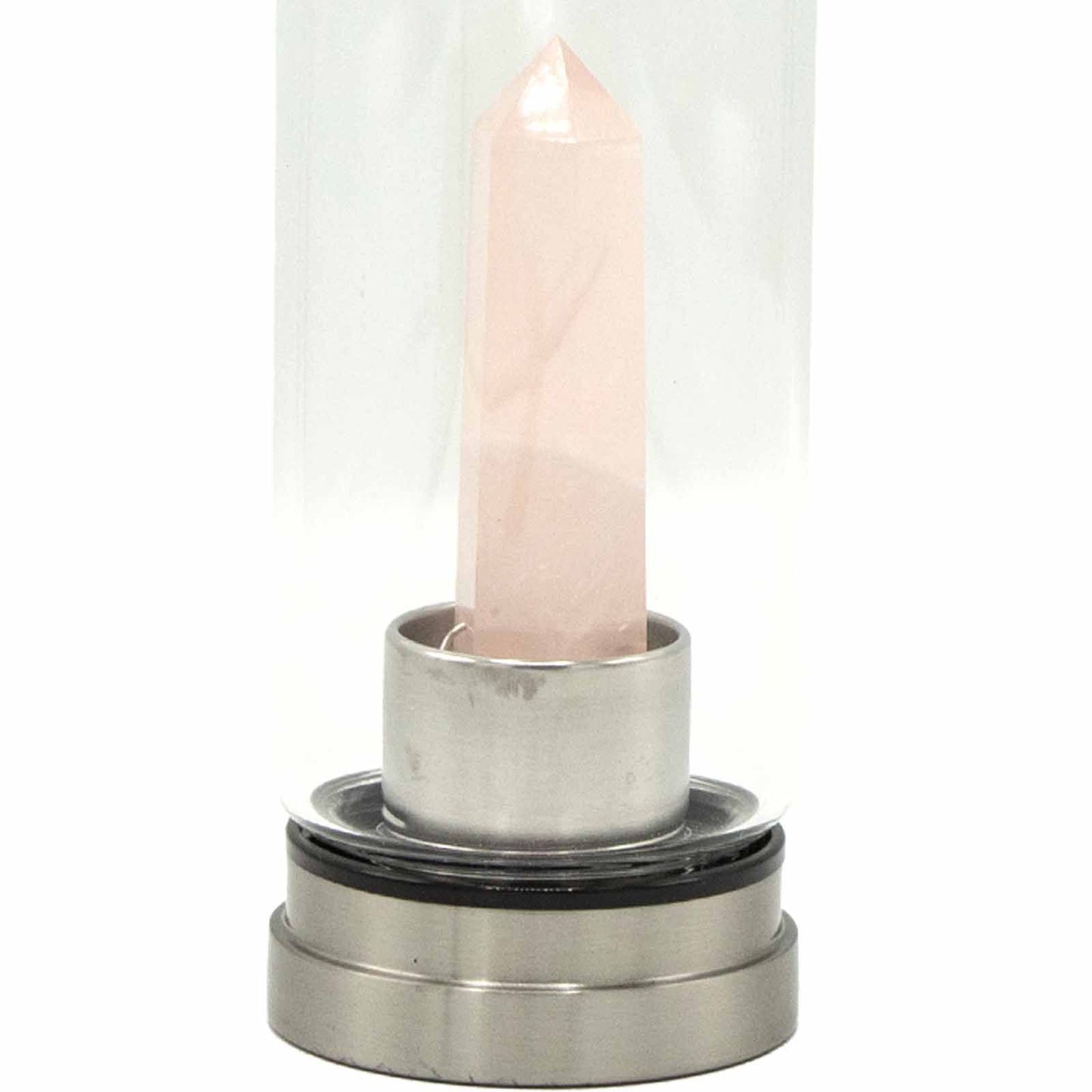 Crystal Infused Glass Water Bottle – Rose Quartz Obelisk - 500ml
