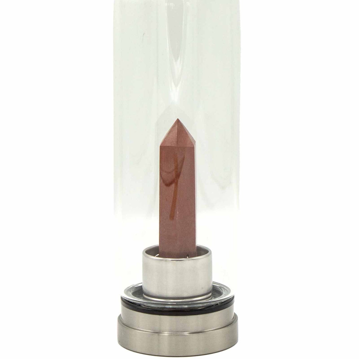 Crystal Infused Glass Water Bottle – Red Jasper Obelisk - 500ml