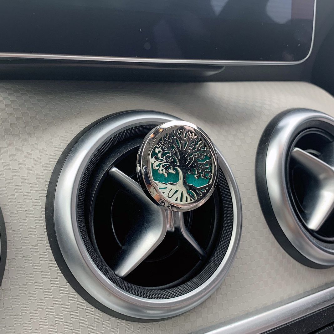 Pewter Yoga Chakra Aromatherapy Car Diffuser – Stainless Steel Vent Clip (30mm)