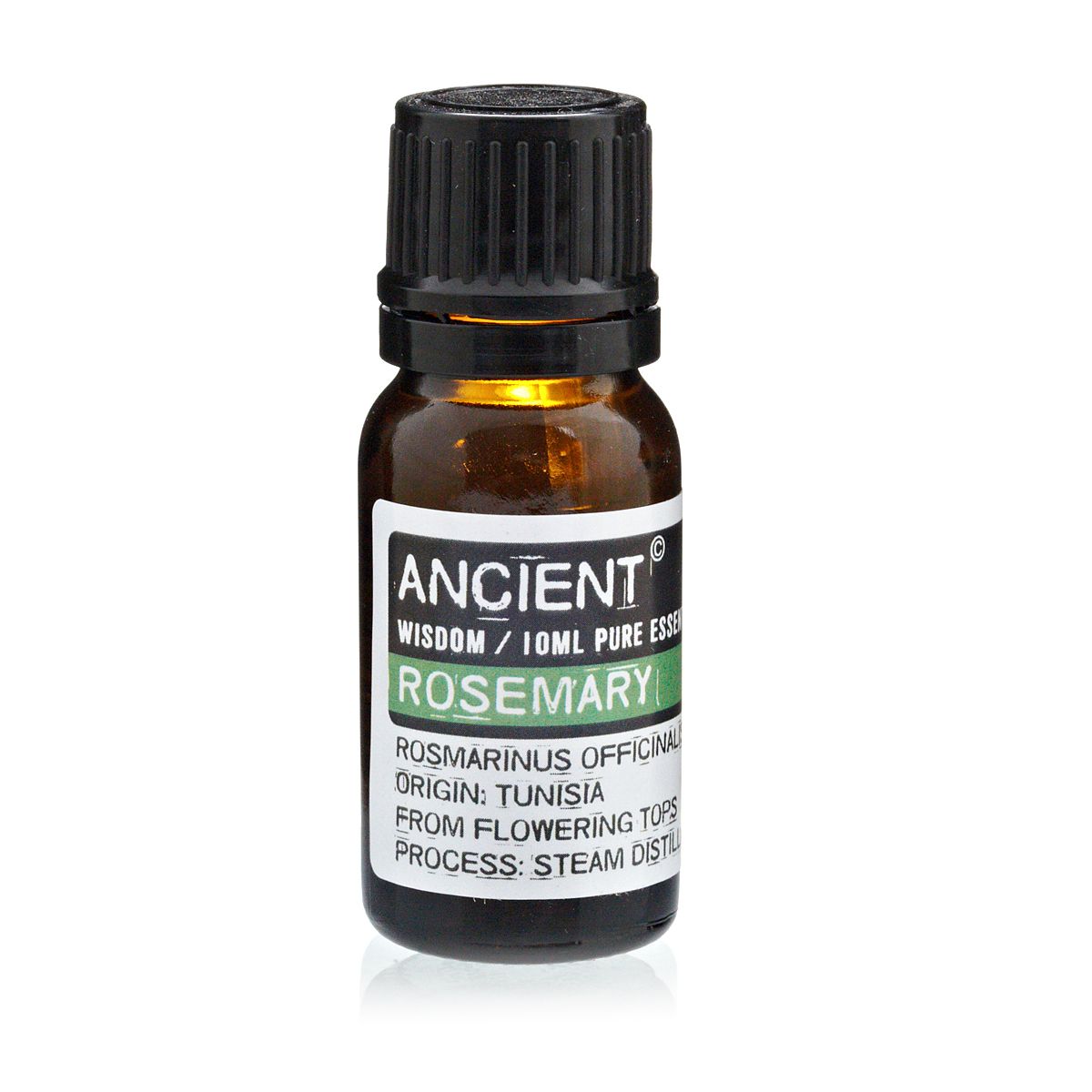 10ml rosemary essential oil in amber glass bottle 