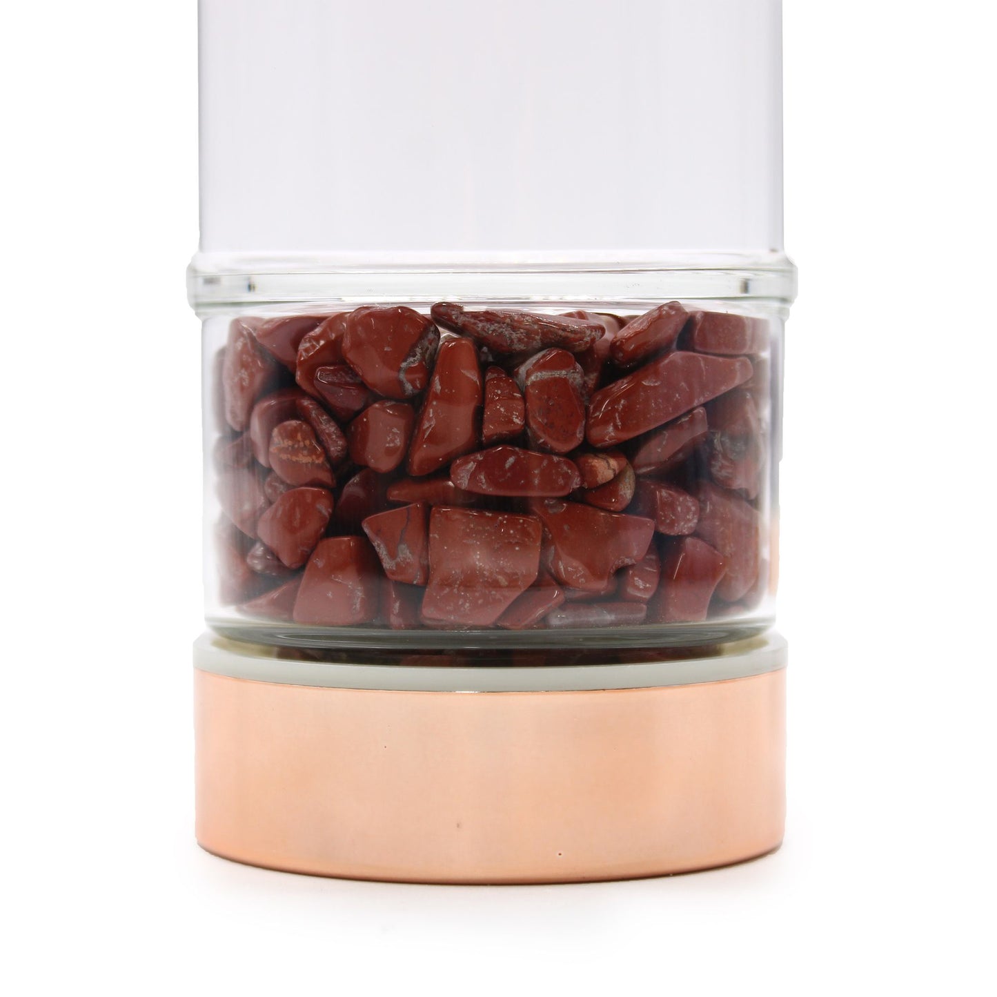 Crystal Glass Tea Infuser Bottle – Rose Gold – Red Jasper 500ml