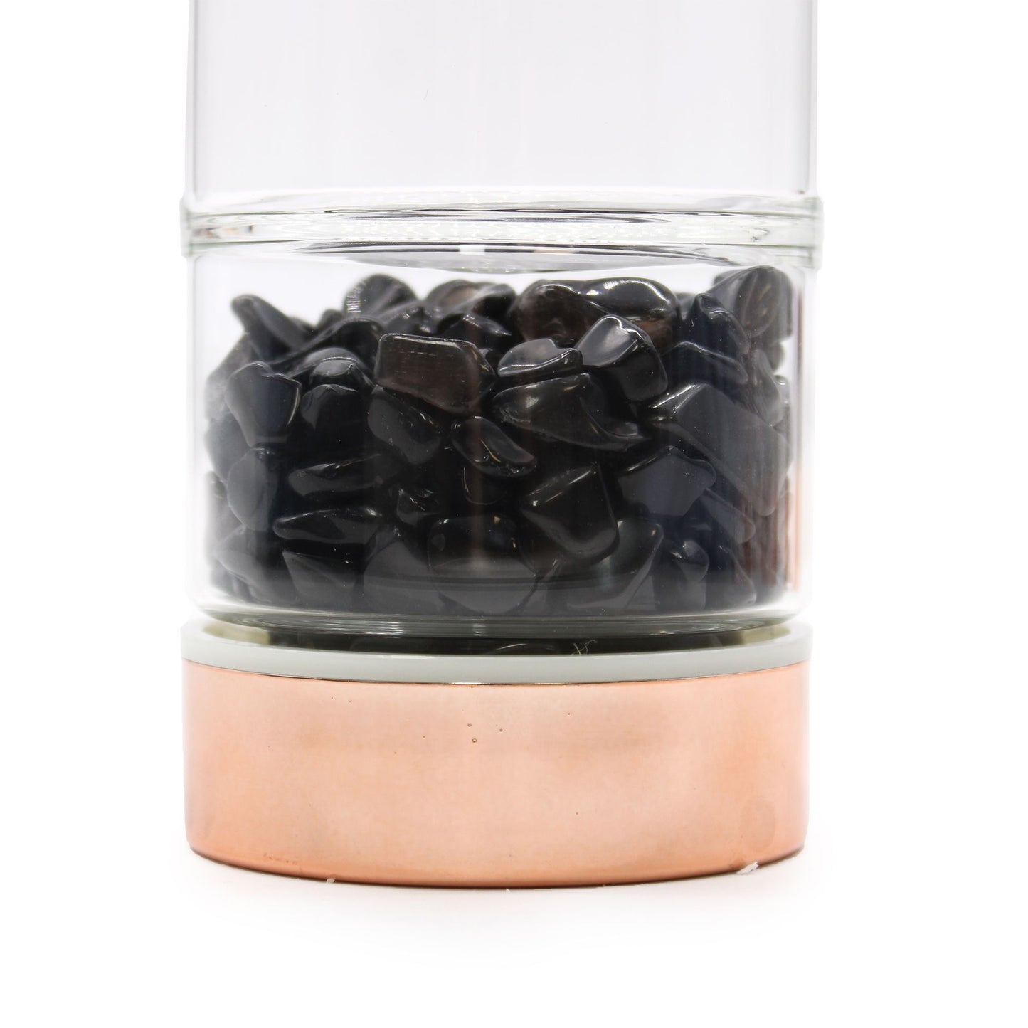 Crystal Glass Tea Infuser Bottle – Rose Gold – Black Onyx 500ml