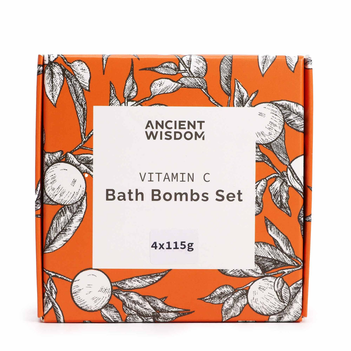 Gift box of Set of four Vitamin C bath bombs with Orange, Lemon and Rosehip oils 