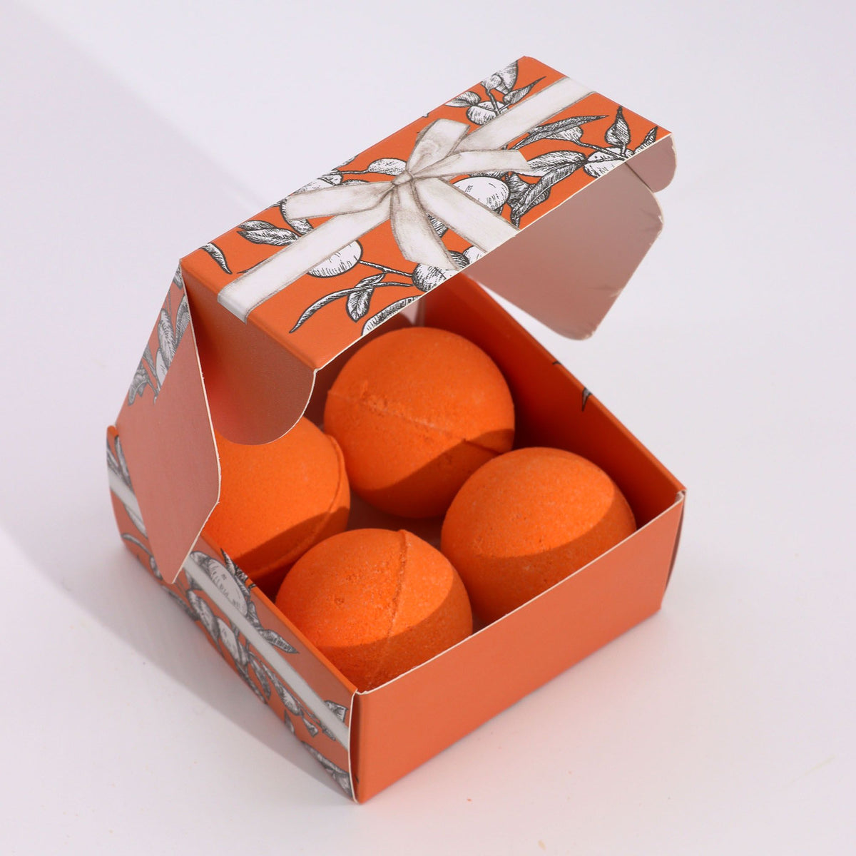 Set of four Vitamin C bath bombs with Orange, Lemon and Rosehip oils in gift box