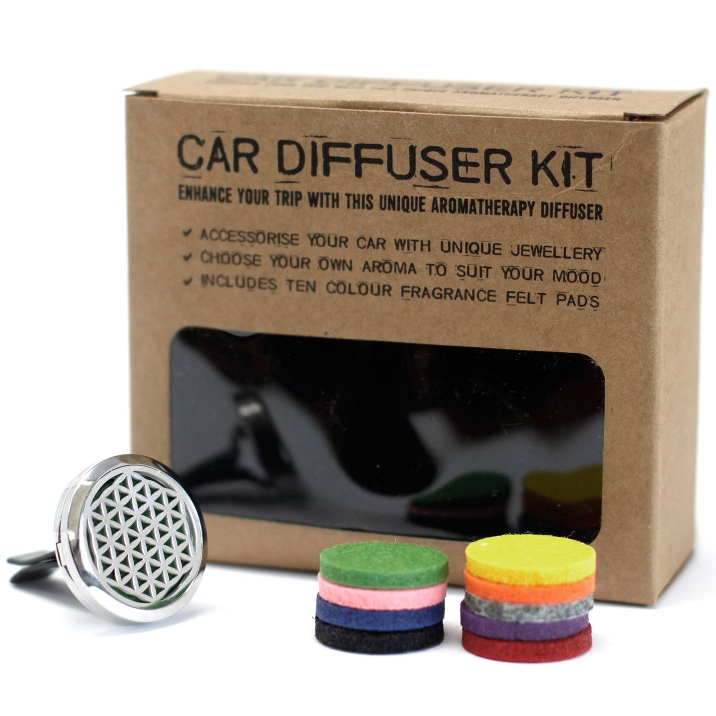 Flower of Life Aromatherapy Car Diffuser – Stainless Steel Vent Clip (30mm)
