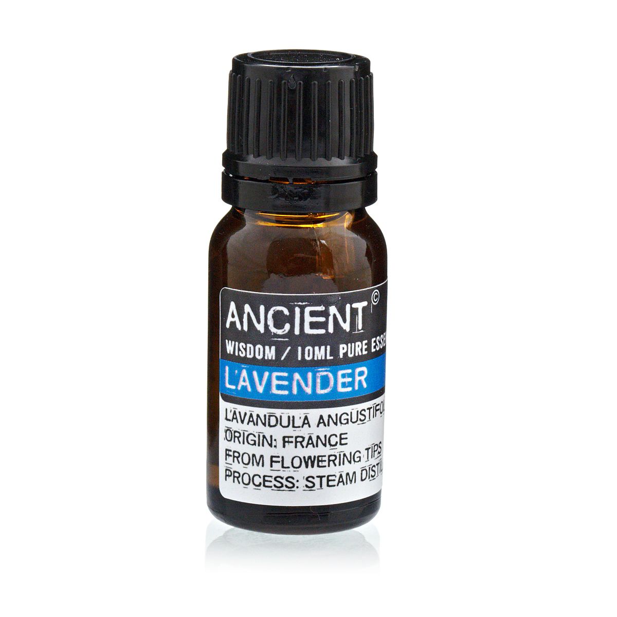 10ml lavender essential oil in amber glass bottle