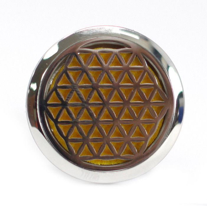 Flower of Life stainless steel car diffuser kit vent clip with essential oil felt pads