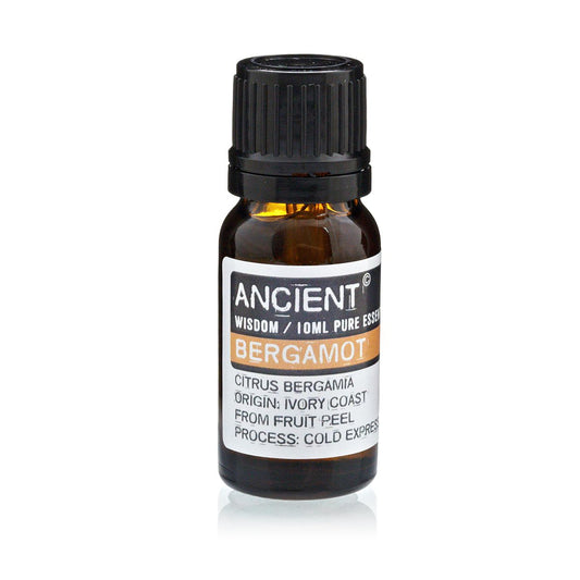 10ml bergamot essential oil in amber glass bottle