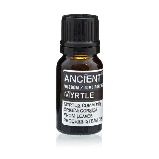 10ml myrtle essential oil in amber glass bottle