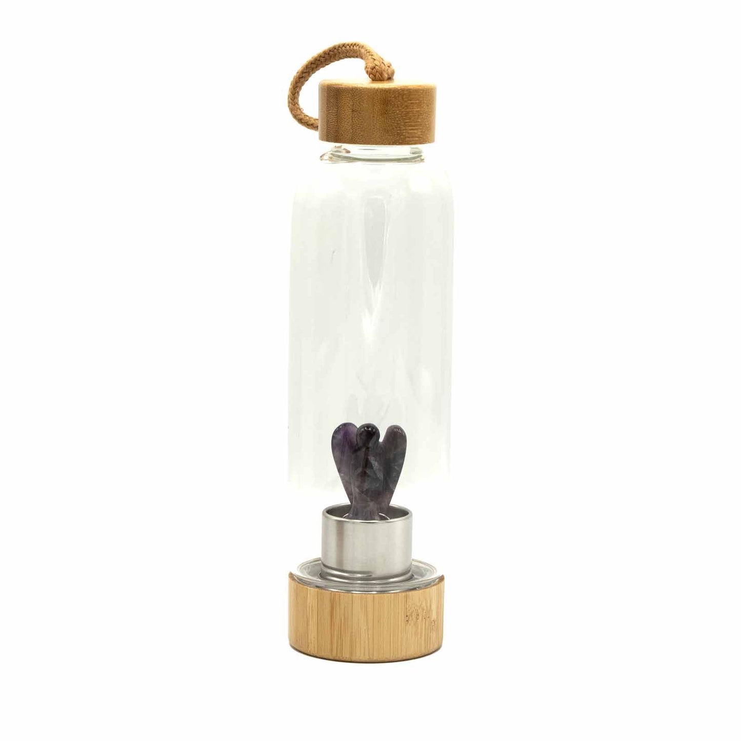 Crystal Infused Glass Water Bottle – Amethyst Angel - 500ml