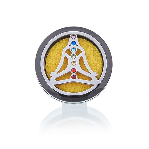 Pewter Yoga Chakra Aromatherapy Car Diffuser – Stainless Steel Vent Clip (30mm)
