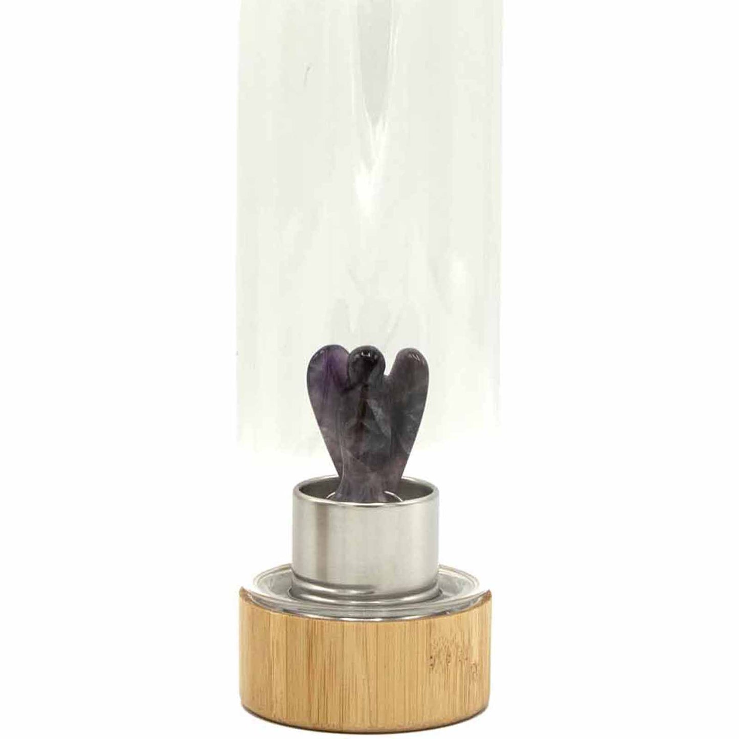 Crystal Infused Glass Water Bottle – Amethyst Angel - 500ml