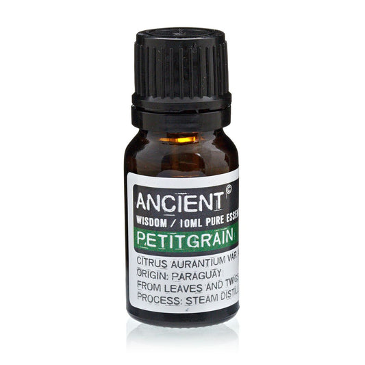 10ml petitgrain essential oil in amber glass bottle