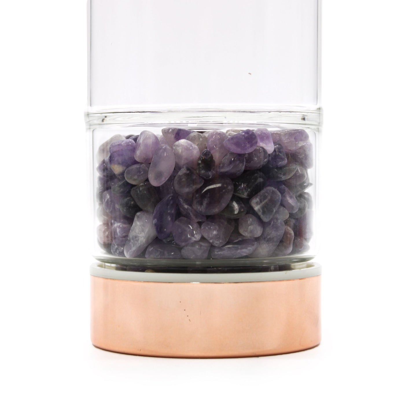 Crystal Glass Tea Infuser Bottle – Rose Gold – Amethyst 500ml