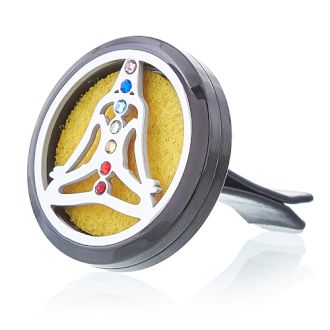 Pewter Yoga Chakra Aromatherapy Car Diffuser – Stainless Steel Vent Clip (30mm)
