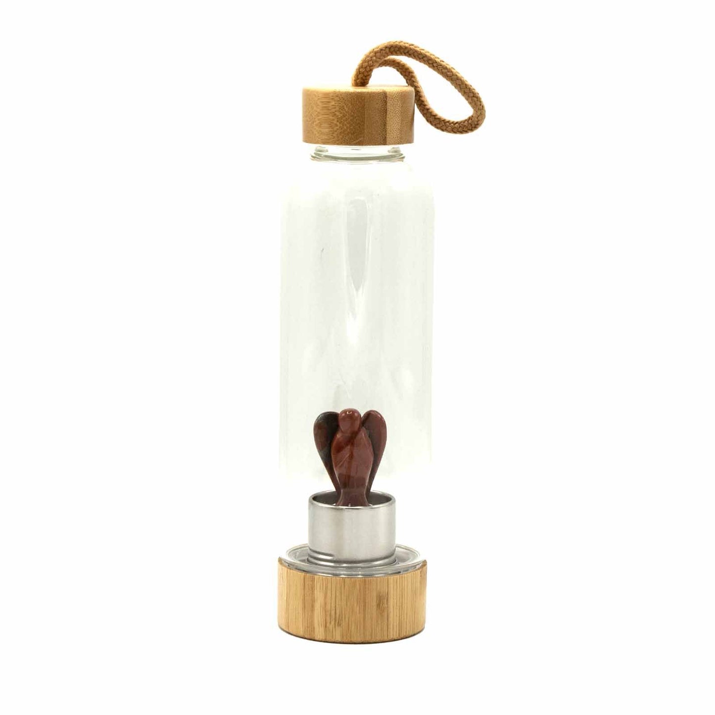 Crystal Infused Glass Water Bottle – Red Jasper Angel - 500ml