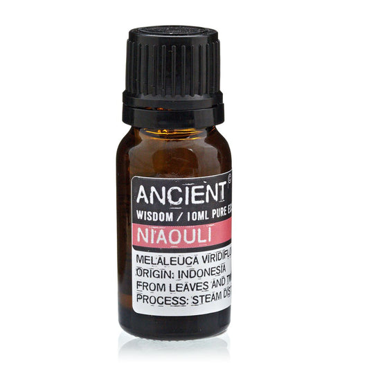 10ml niaouli essential oil in amber glass bottle