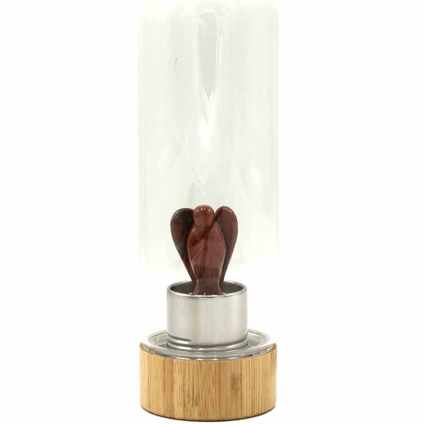Crystal Infused Glass Water Bottle – Red Jasper Angel - 500ml