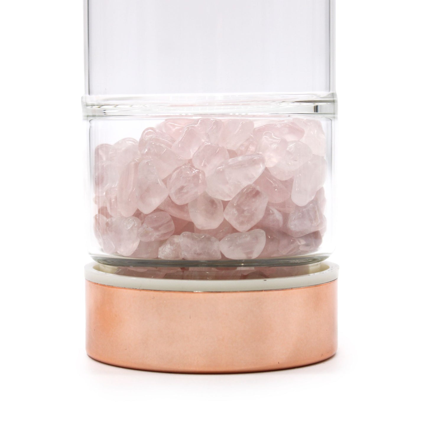 Crystal Glass Tea Infuser Bottle – Rose Gold – Rose Quartz 500ml