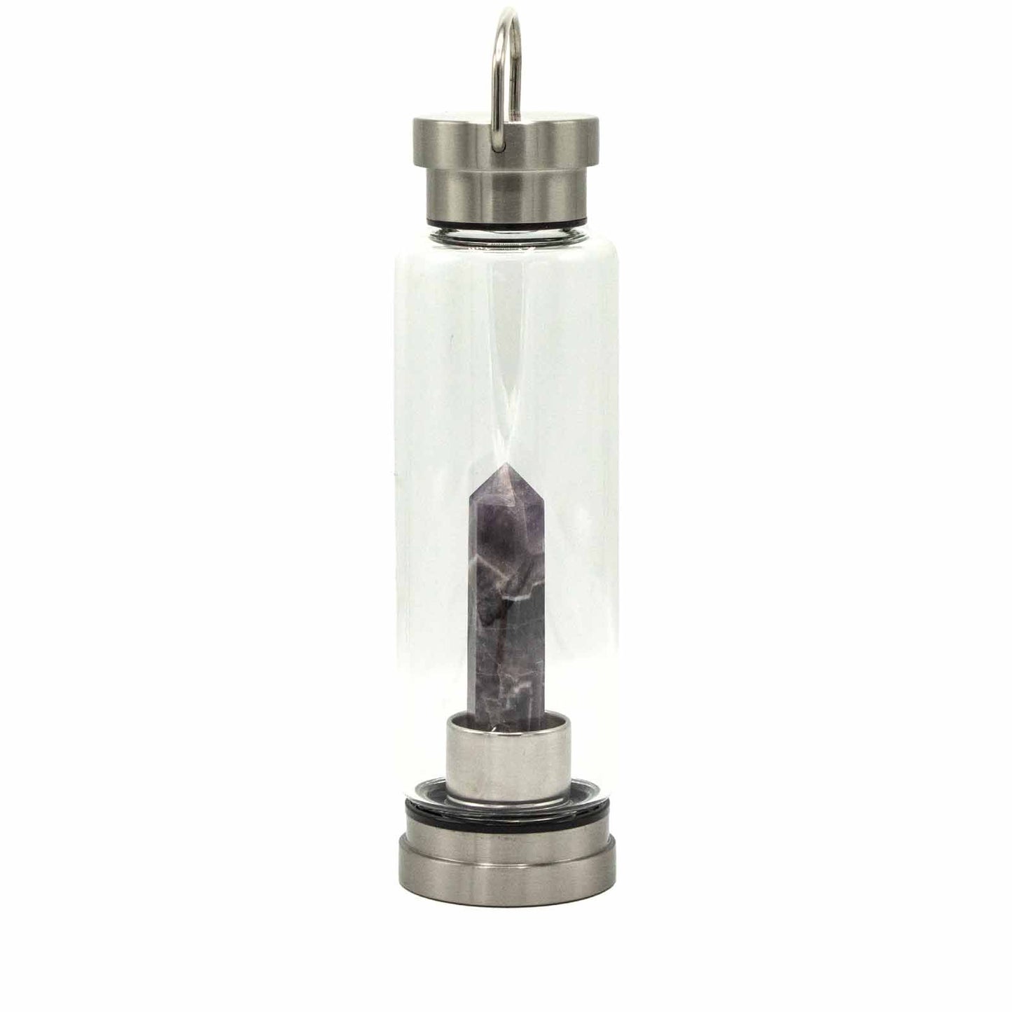 Crystal Infused Glass Water Bottle – Amethyst Obelisk - 500ml