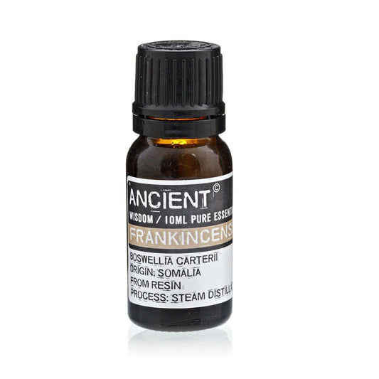 10ml frankincens essential oil in amber glass bottle