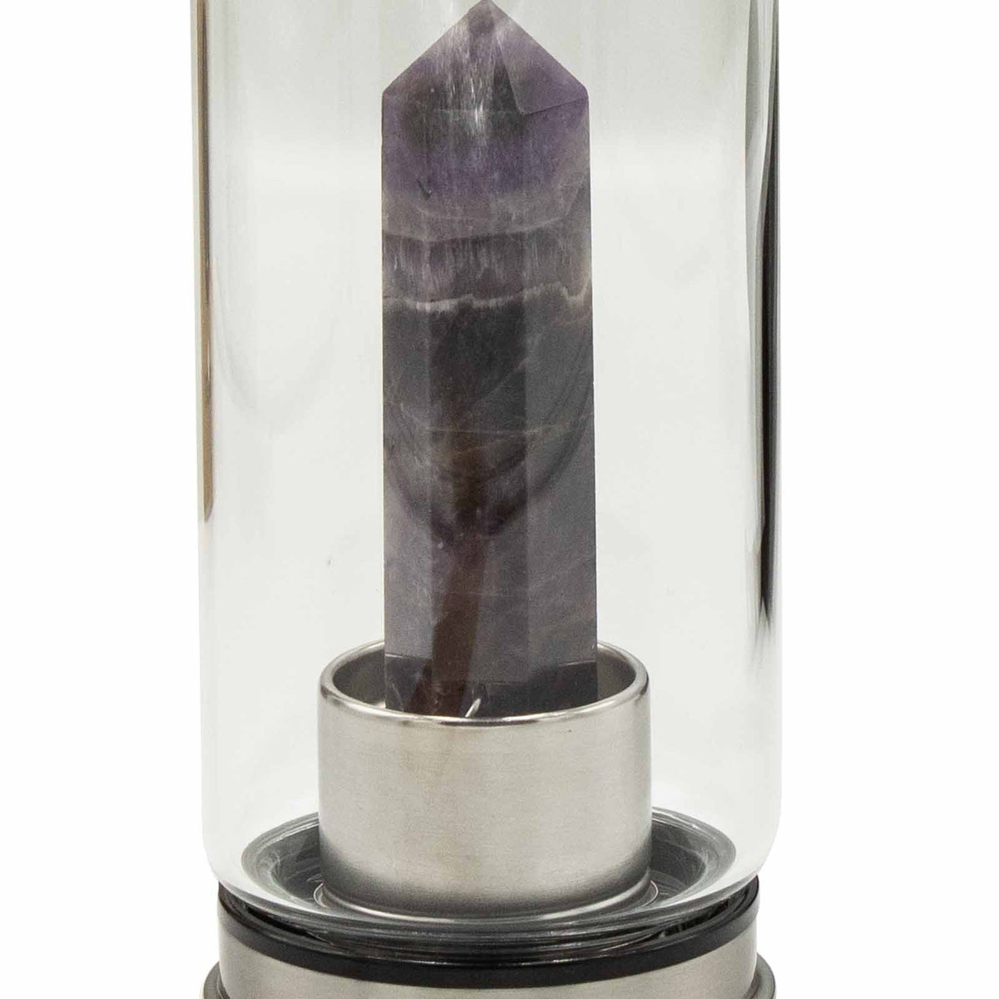 Crystal Infused Glass Water Bottle – Amethyst Obelisk - 500ml