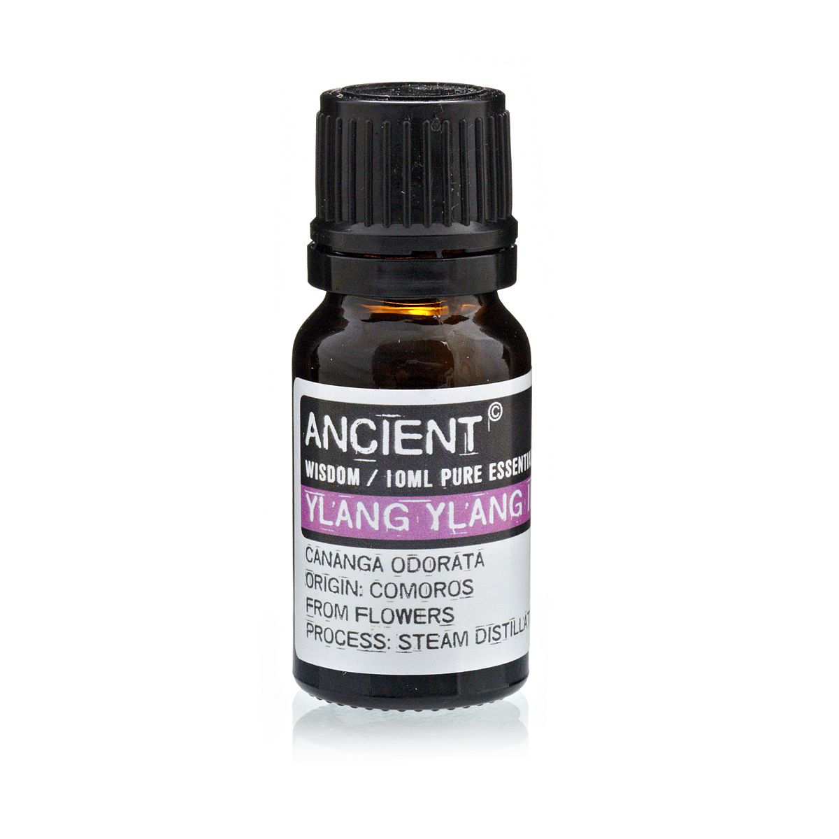 10ml ylang ylang essential oil in amber glass bottle