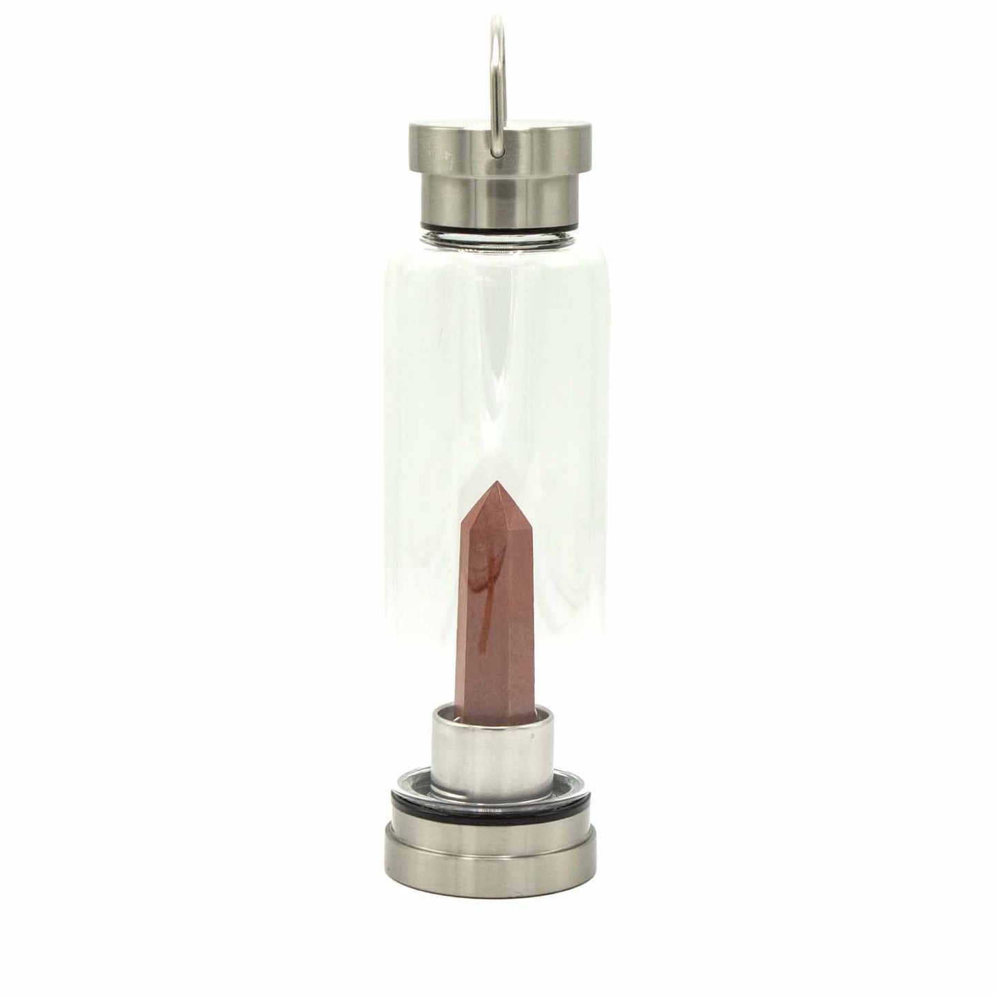 Crystal Infused Glass Water Bottle – Red Jasper Obelisk - 500ml