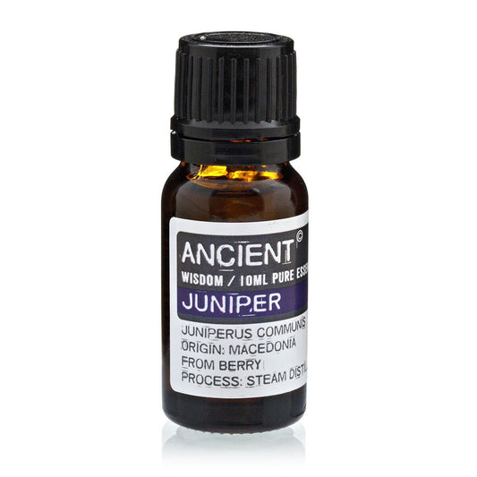 10ml juniper essential oil in amber glass bottle