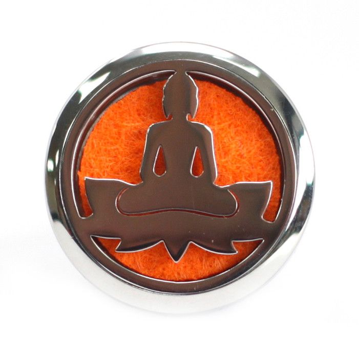 Lotus Buddha stainless steel car diffuser kit vent clip with essential oil felt pads