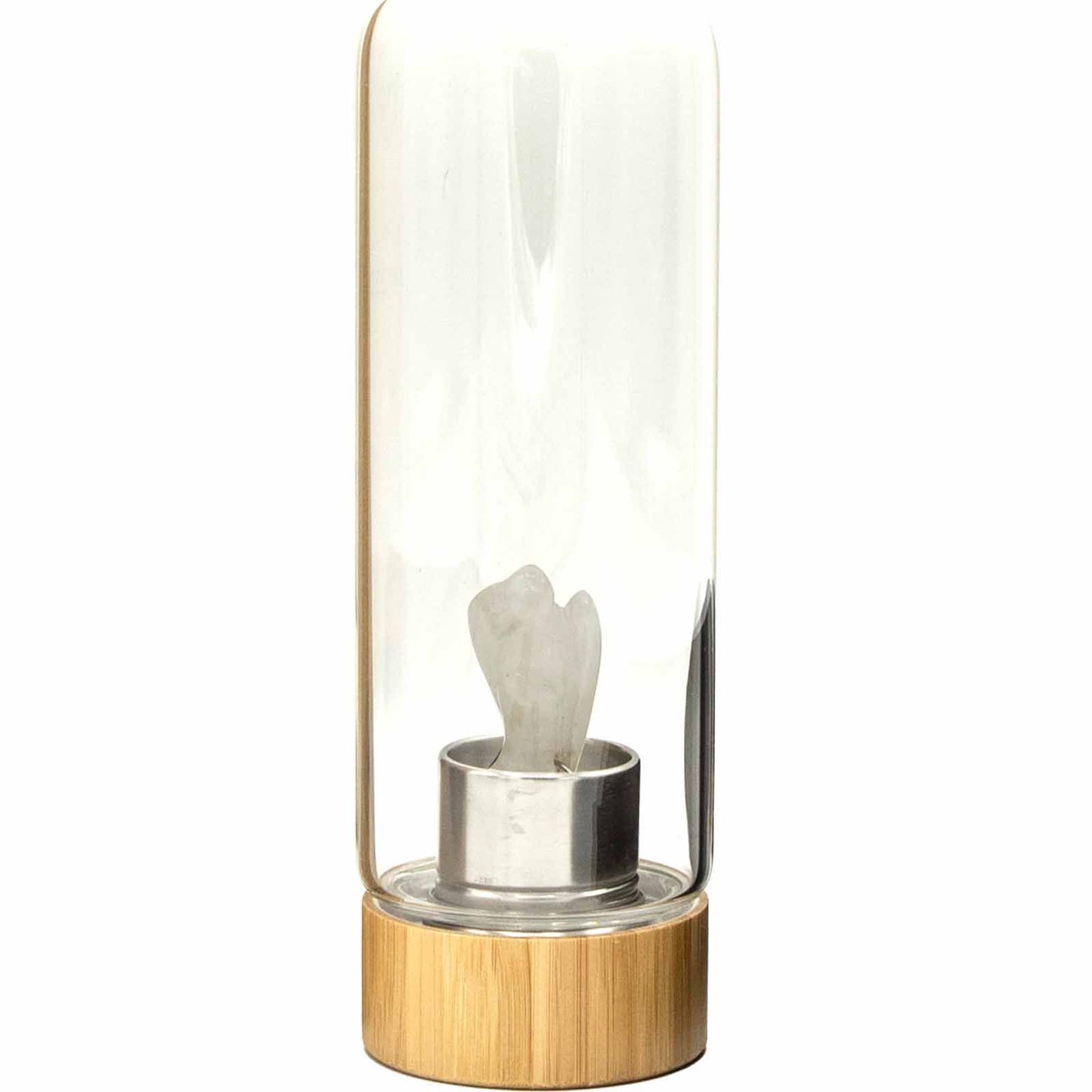 Crystal Infused Glass Water Bottle – Clear Quartz Angel - 500ml