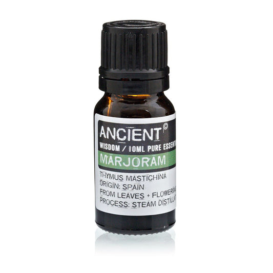 10ml marjoram essential oil in amber glass bottle